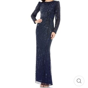 Mac Duggal Puff Sleeve Side Knot Sequin Gown  NWT  Size 10